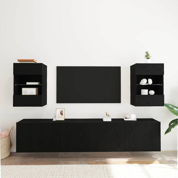 TV-Schrank Set Schwarz Holzwerkstoff