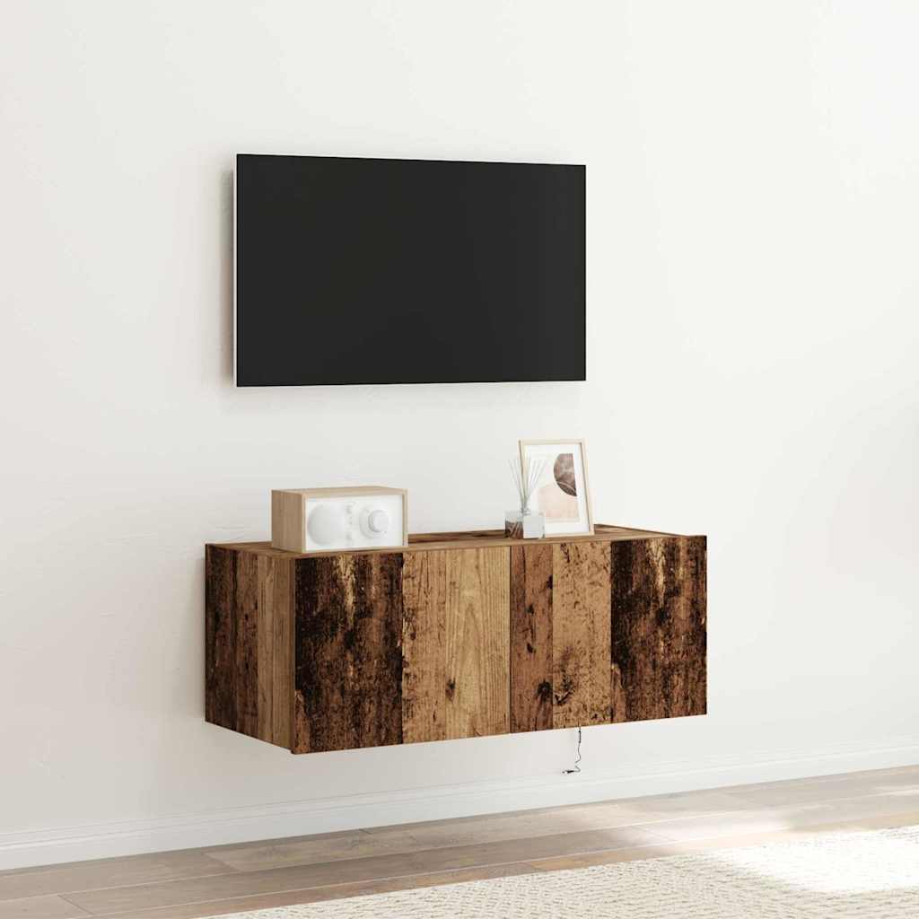 TV-Wandschrank mit LED Altholz