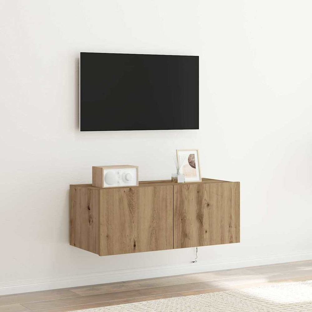 vidaXL Meuble TV mural Chêne Artisan 80 x 35 x 31 cm Bois d'ingénierie