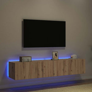 TV-Wandschrank mit LED, Artisan Eiche, 2er-Set