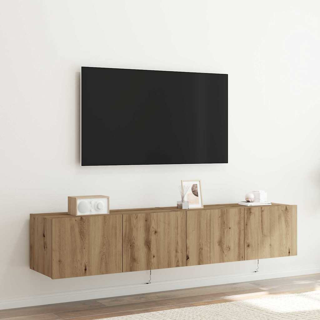 TV-Wandschrank mit LED, Artisan Eiche, 2er-Set