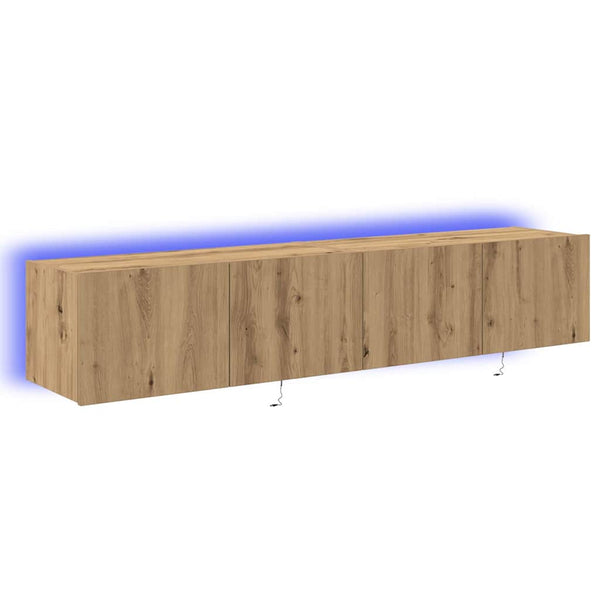 TV-Wandschrank mit LED, Artisan Eiche, 2er-Set