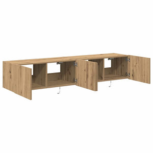 TV-Wandschrank mit LED, Artisan Eiche, 2er-Set