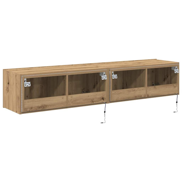 TV-Wandschrank mit LED, Artisan Eiche, 2er-Set