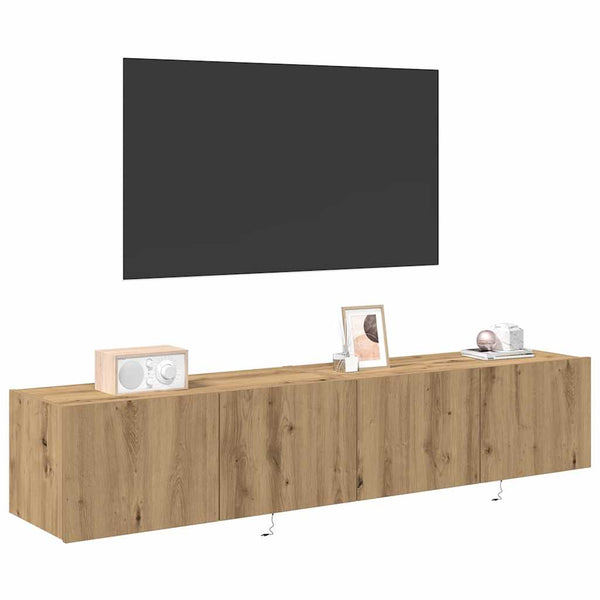 TV-Wandschrank mit LED, Artisan Eiche, 2er-Set