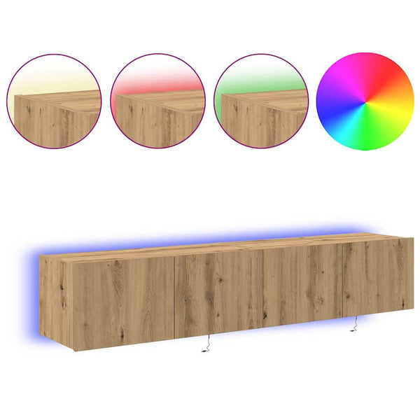TV-Wandschrank mit LED, Artisan Eiche, 2er-Set