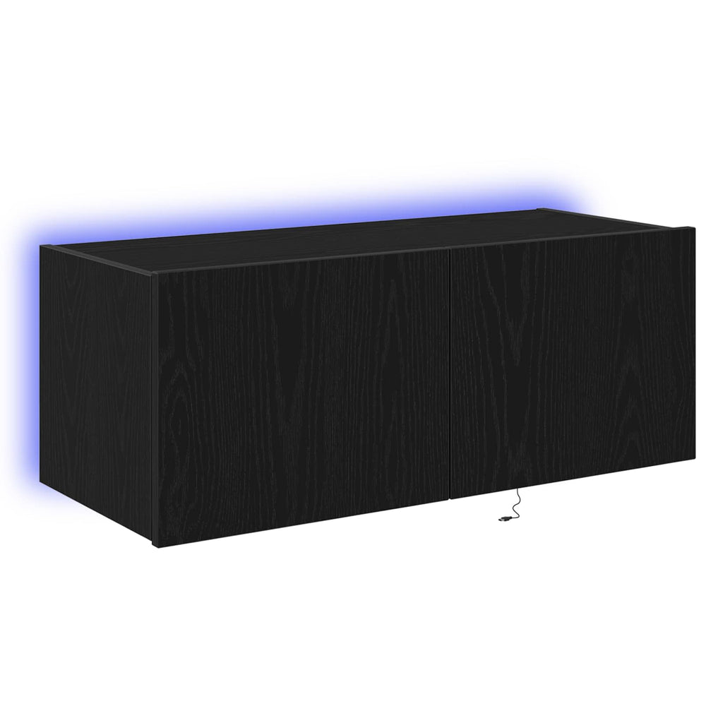 Meuble TV mural vidaXL avec LED noir aspect chêne 80 x 35 x 31 cm