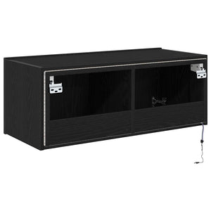 TV-Wandschrank mit LED Schwarz Eiche Optik