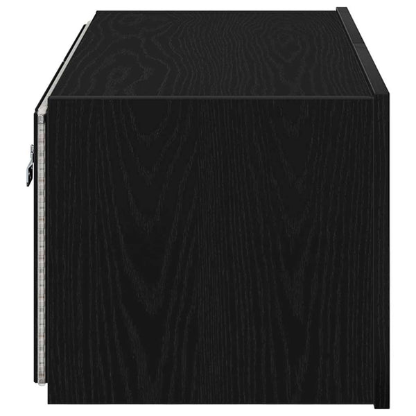 TV-Wandschrank mit LED Schwarz Eiche Optik