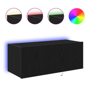 TV-Wandschrank mit LED Schwarz Eiche Optik