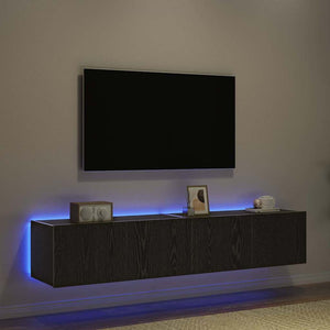 TV-Wandschrank Schwarz Eichen-Optik, 2er-Set
