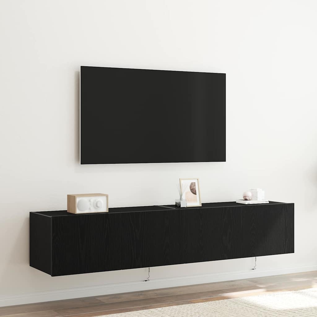 TV-Wandschrank Schwarz Eichen-Optik, 2er-Set