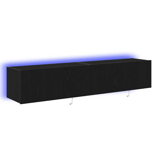 TV-Wandschrank Schwarz Eichen-Optik, 2er-Set