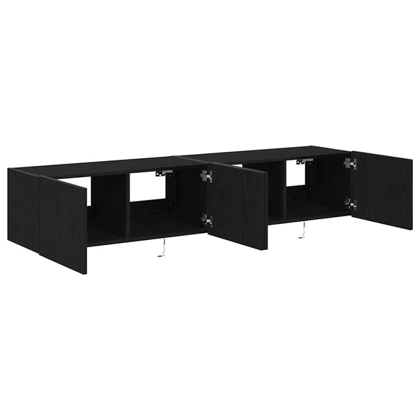 TV-Wandschrank Schwarz Eichen-Optik, 2er-Set