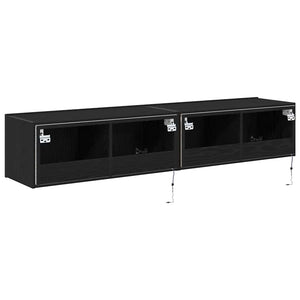 TV-Wandschrank Schwarz Eichen-Optik, 2er-Set