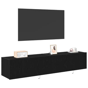 TV-Wandschrank Schwarz Eichen-Optik, 2er-Set