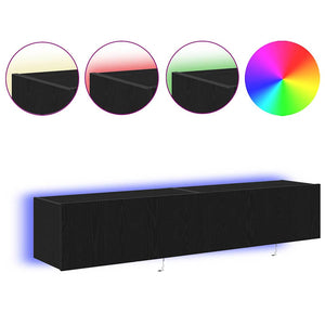 TV-Wandschrank Schwarz Eichen-Optik, 2er-Set