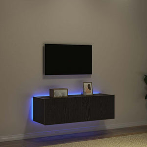 TV-Wandschrank Set Schwarz Eichen-Optik