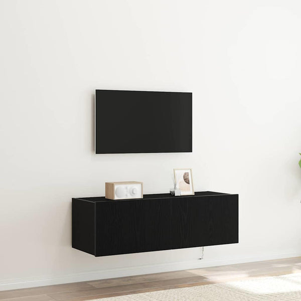 TV-Wandschrank Set Schwarz Eichen-Optik