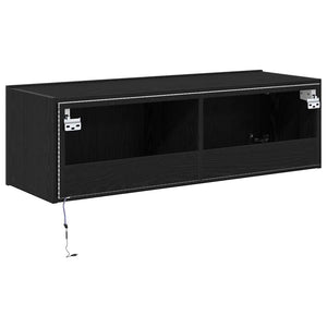 TV-Wandschrank Set Schwarz Eichen-Optik