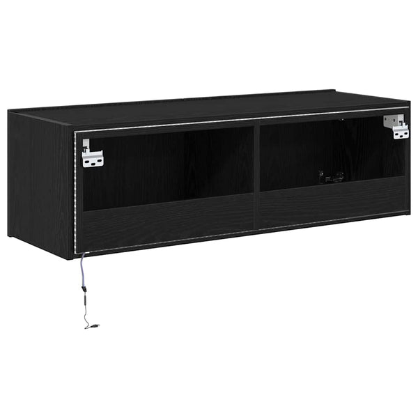 TV-Wandschrank Set Schwarz Eichen-Optik