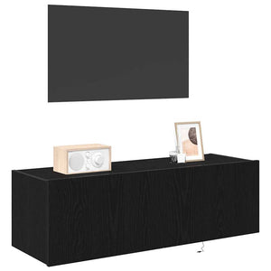 TV-Wandschrank Set Schwarz Eichen-Optik