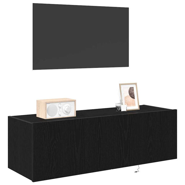 TV-Wandschrank Set Schwarz Eichen-Optik