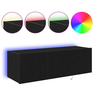 TV-Wandschrank Set Schwarz Eichen-Optik