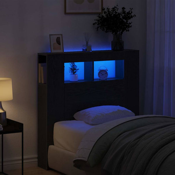 LED Kopfteil Schwarz Eiche 100 cm
