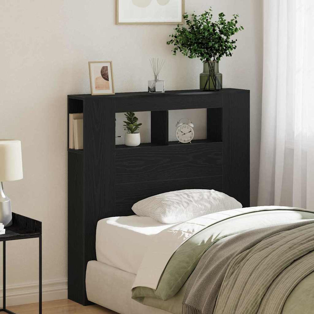 LED Kopfteil Schwarz Eiche 100 cm