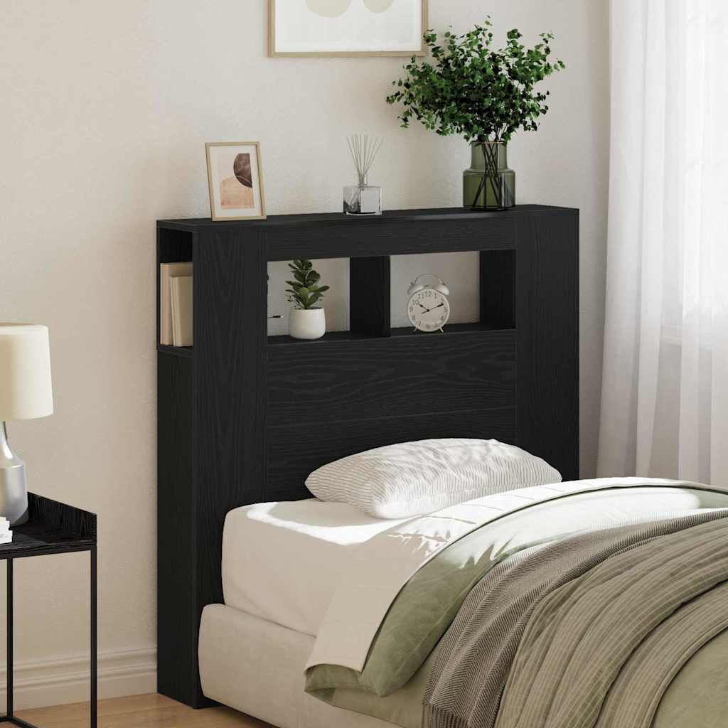 LED Kopfteil Schwarz Eiche 100 cm
