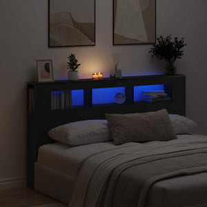 LED Kopfteil 180 cm Schwarz Eiche