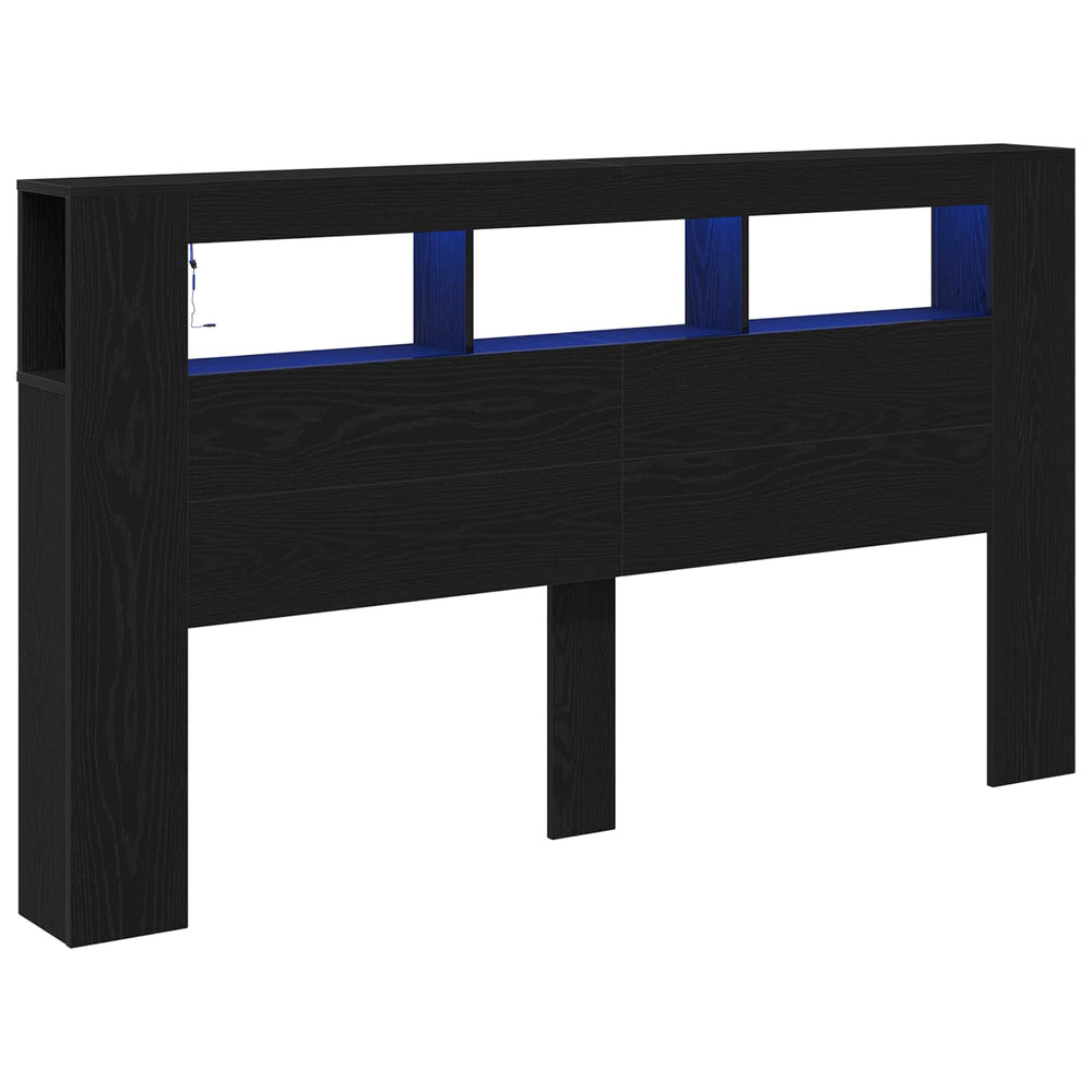 LED Kopfteil 180 cm Schwarz Eiche