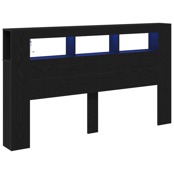 LED Kopfteil 180 cm Schwarz Eiche