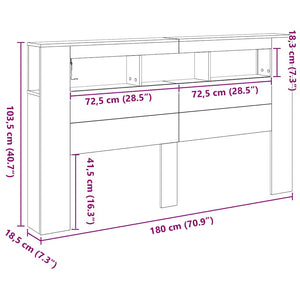 LED Kopfteil 180 cm Schwarz Eiche