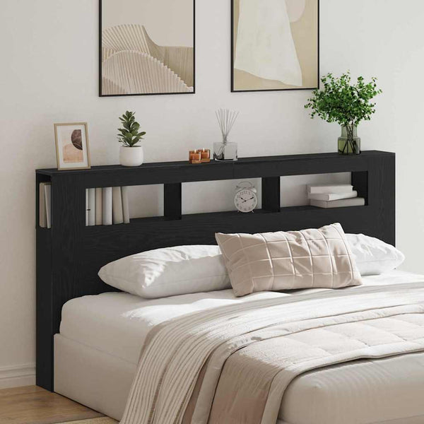 LED Kopfteil Schwarz Eiche 200 cm