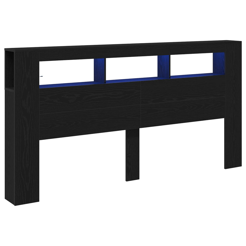 LED Kopfteil Schwarz Eiche 200 cm