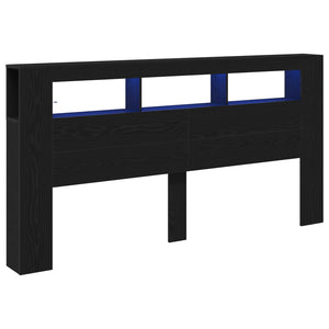 LED Kopfteil Schwarz Eiche 200 cm