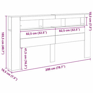 LED Kopfteil Schwarz Eiche 200 cm