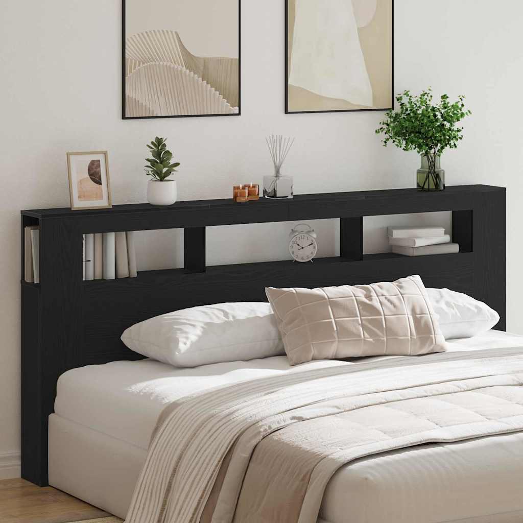 LED Kopfteil Schwarz Eiche 220 cm