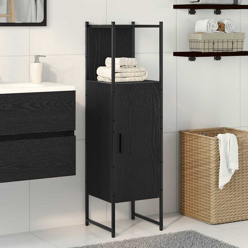 vidaXL Ensemble de meubles de salle de bain noir aspect chêne 33 x 33 x 120,5 cm