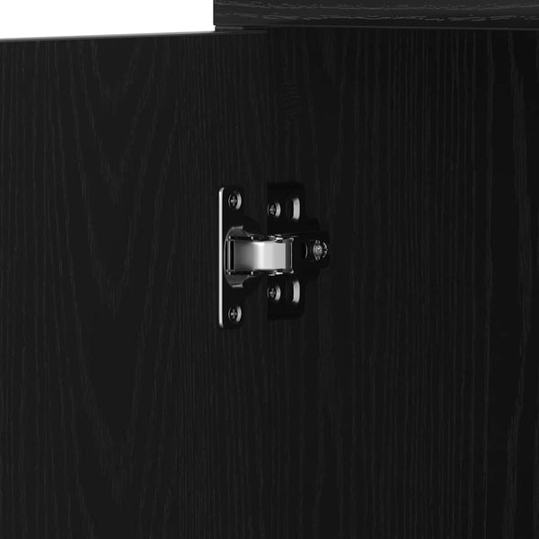 Badschrank Schwarz Eichen-Optik 30x30x183,5 cm
