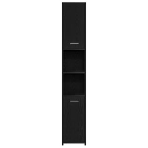 Badschrank Schwarz Eichen-Optik 30x30x183,5 cm