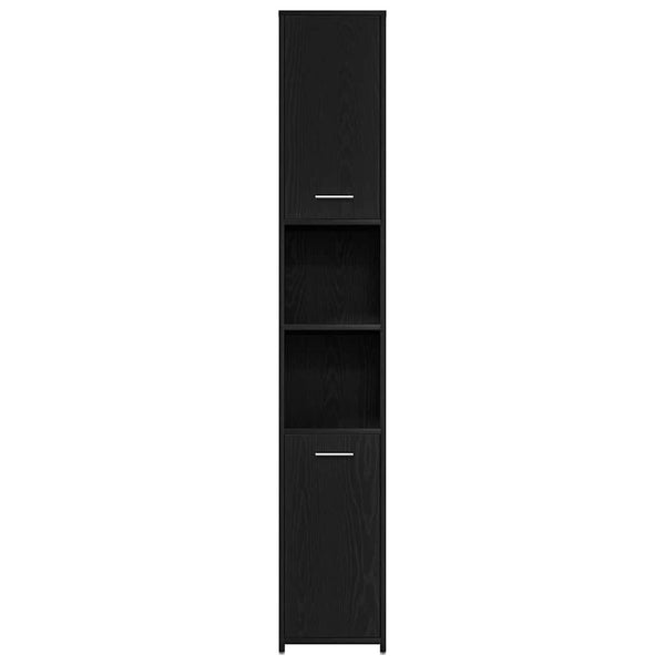 Badschrank Schwarz Eichen-Optik 30x30x183,5 cm