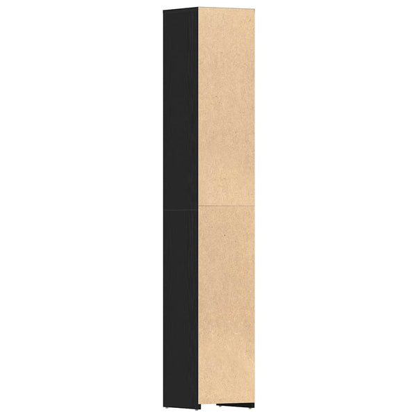 Badschrank Schwarz Eichen-Optik 30x30x183,5 cm