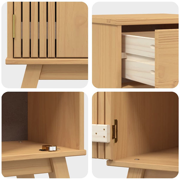 Badezimmerschrank Kiefer Massivholz Braun 90cm