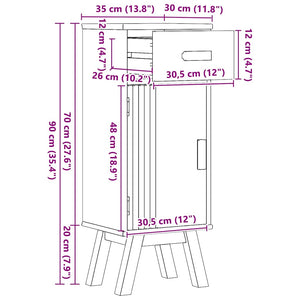 Badezimmerschrank Kiefer Massivholz Braun 90cm
