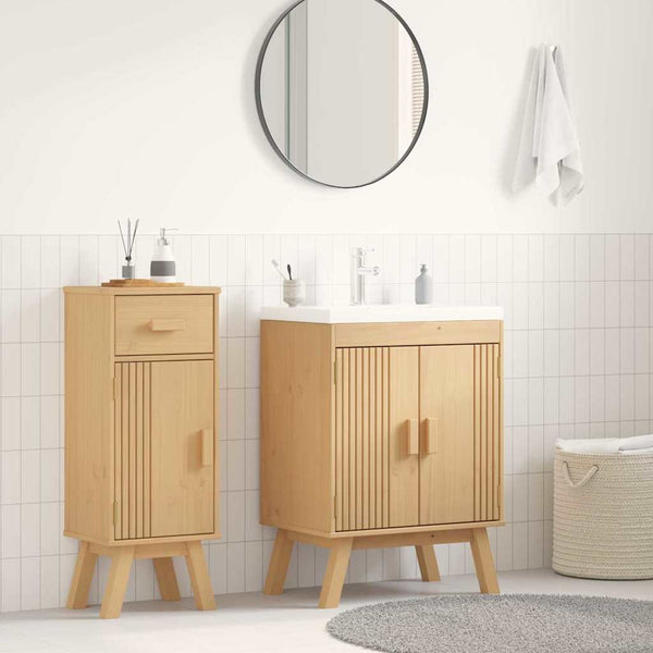 Olden Unterschrank Braun Kiefer Massivholz 60x40x80cm
