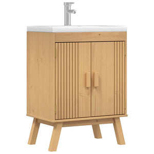 Olden Unterschrank Braun Kiefer Massivholz 60x40x80cm