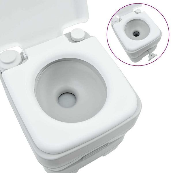Tragbare Campingtoilette, Grau/Weiß